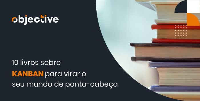 livros empilhados e ao lado destaque para a frase "10 livros sobre kanban para virar seu mundo de ponta cabeça"