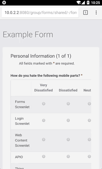 gif de uma versão responsiva com o mobile de um formulário