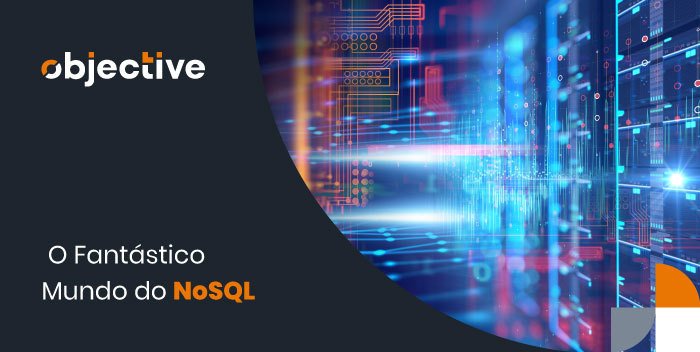 Imagem de um banco de dados e ao lado a escrita "O fantástico mundo do NoSQL"