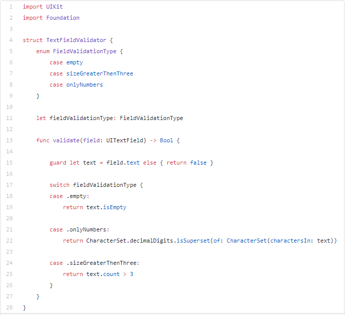exemplo de programação para solução para esta validação